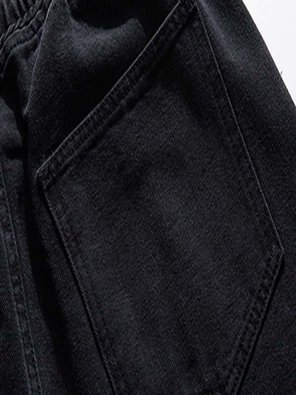 Solid Color Drawstring Waist Jeans