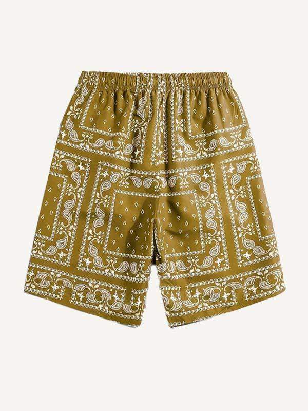 Paisley All Over Print Drawstring Waist Shorts