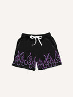 Fire&Letter Print Drawstring Waist Shorts