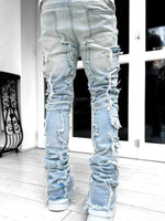 Solid Color Fringed Straight Leg Jeans