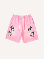 Graphic Print Drawstring Waist Shorts