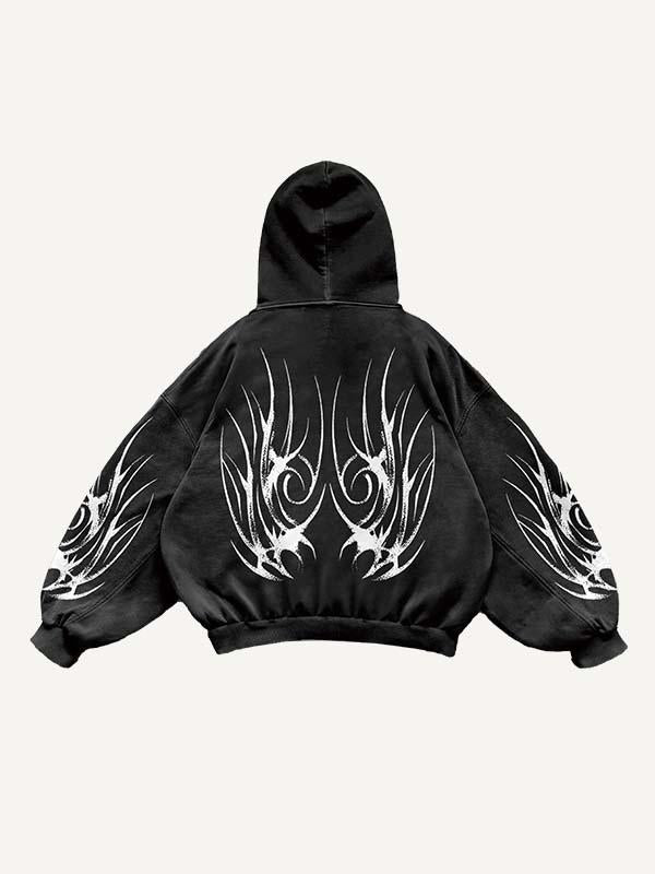 Graphic Zip Up Hooded Coat
