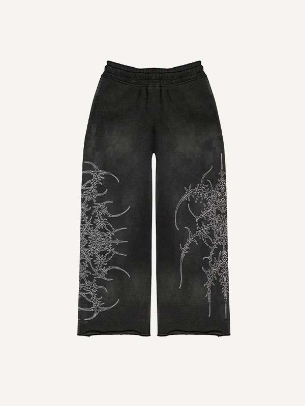 Graphic Print Elastic Waist Pants