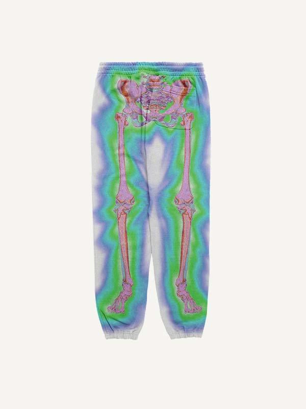 Glow Skeleton Print Elastic Waist Pants