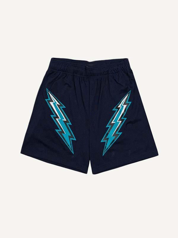 Lightning Print Mesh Drawstring Waist Shorts