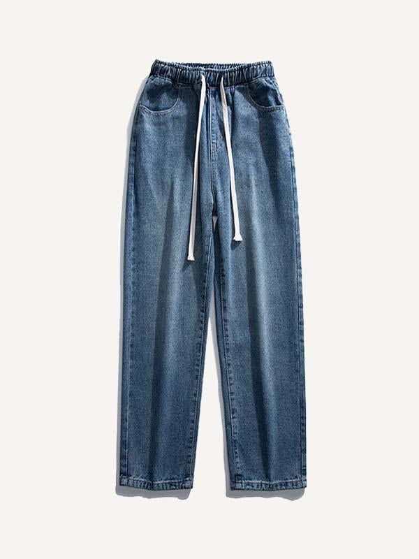 Solid Color Drawstring Waist Jeans