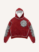 Cross&Letter Graphic Faux Decal Print Slant Pockets Hoodie