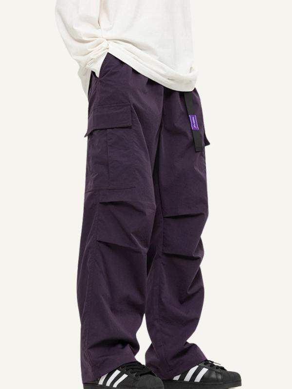Solid Color Flap Pocket Side Cargo Pants
