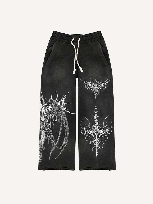 Figure&Wing&Graphic Print Elastic Waist Pants