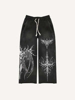 Figure&Wing&Graphic Print Elastic Waist Pants