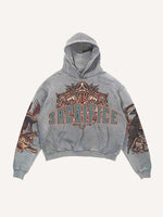 Demon&Animal&Letter Print Slant Pockets Hoodie