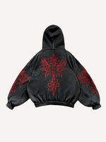 Angel&Cross Graphic Print Slant Pockets Hoodie
