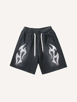 Graphic Print Drawstring Waist Shorts