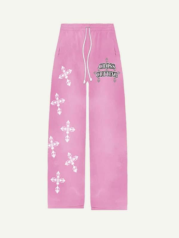 Saint Tears&Cross Print Elastic Waist Pants
