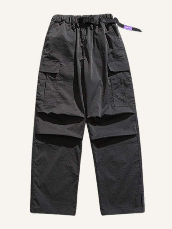 Solid Color Flap Pocket Side Cargo Pants