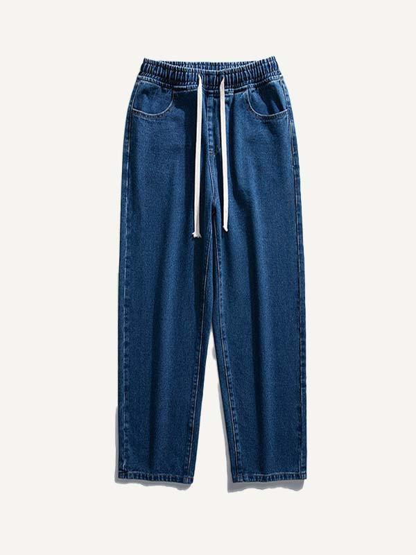 Solid Color Drawstring Waist Jeans