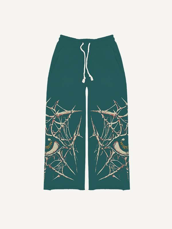 Eye&Letter&Graphic Print Elastic Waist Pants