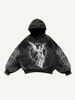 Figure&Wing Graphic Print Slant Pockets Hoodie