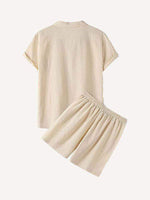 Solid Color Patch Pocket Drawstring Waist Two-Piece Set