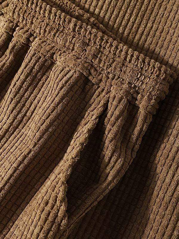 Colorblock Textured Patch Pocket Drawstring Waist Two-Piece Set