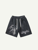 Figure&Wing Graphic Print Drawstring Waist Shorts