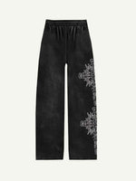 Letter&Cross Print Elastic Waist Pants