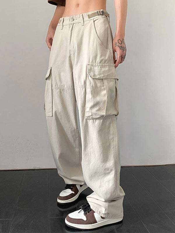 Multiple Pockets Flap Pocket Belted Cargo pants