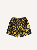 Floral Print Mesh Drawstring Waist Shorts