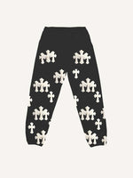 Eagle&Cross&Letter Print Elastic Waist Pants