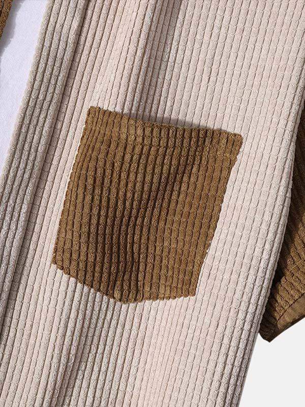 Colorblock Textured Patch Pocket Drawstring Waist Two-Piece Set