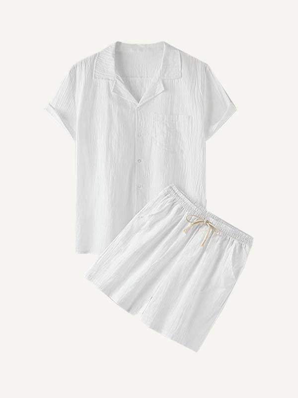 Solid Color Patch Pocket Drawstring Waist Two-Piece Set