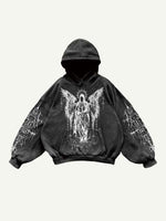 Figure&Wing Graphic Print Slant Pockets Hoodie