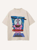 Distressed Washed Figure&Graphic&Animal&Letter Print Round Neck T-shirt