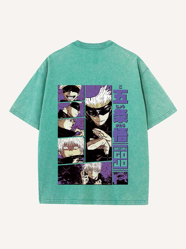 Distressed Washed Figure&Graphic&Letter Print Round Neck T-shirt