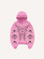 Wing&Eye&Graphic Print Slant Pockets Hoodie