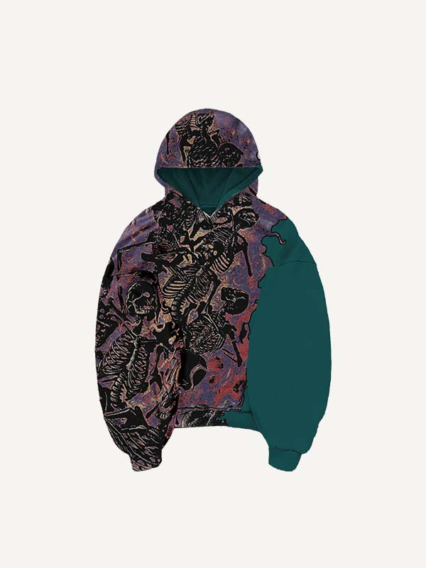 Fire Death Hell Skeleton Army Slant Pockets Hoodie