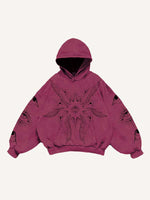 Wing&Eye&Graphic Print Slant Pockets Hoodie