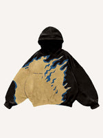 Fire Skeleton Print Slant Pockets Hoodie