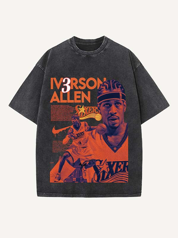 Allen Iverson Print Round Neck T-shirt
