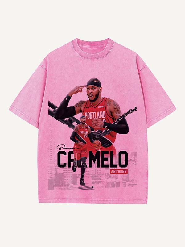 Carmelo Anthony Print Round Neck T-shirt