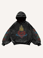 Mary&Fire&Floral Print Slant Pockets Hoodie