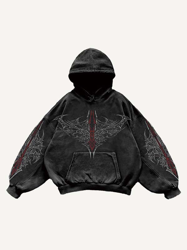 Graphic Print Slant Pockets Hoodie