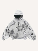 Angel&Letter Print Slant Pockets Hoodie