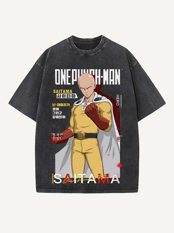 One-Punch Man Print Round Neck T-shirt