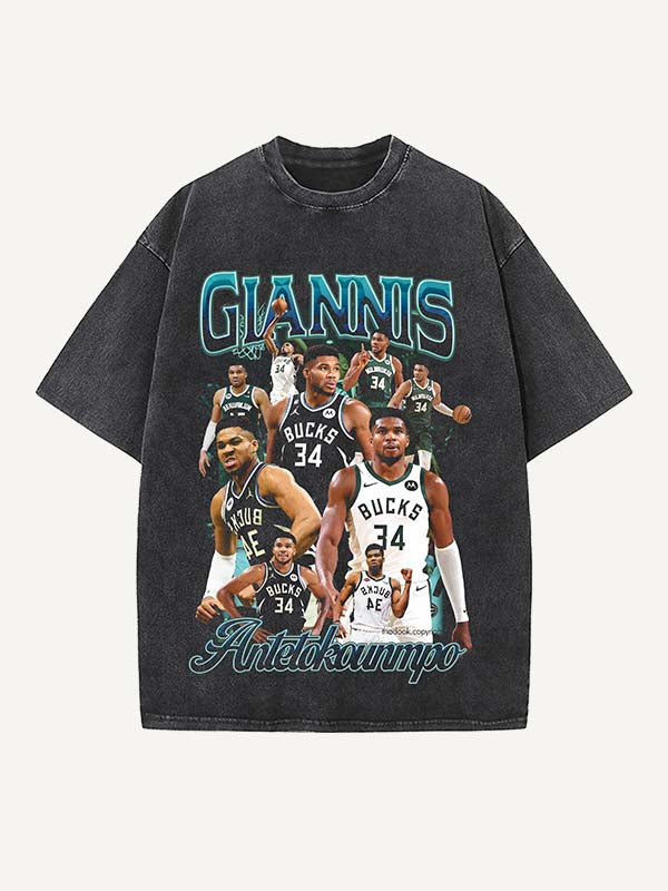 Giannis Antetokounmpo Print Round Neck T-shirt