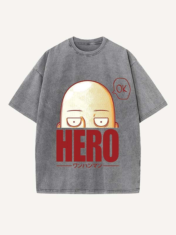 One-Punch Man Print Round Neck T-shirt