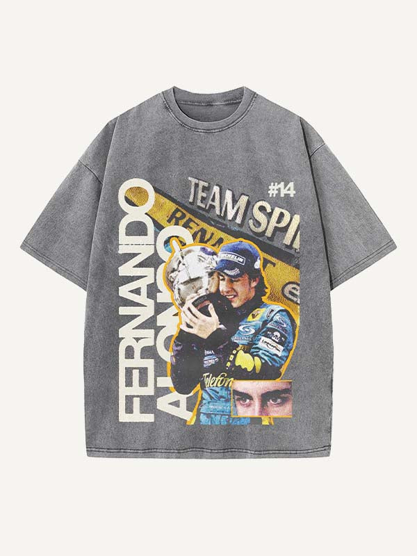 Fernando Alonso Print Round Neck T-shirt