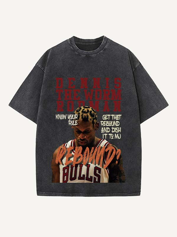 Dennis Rodman Print Round Neck T-shirt