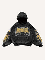 Cross&Letter&Graphic Faux Decal Print Slant Pockets Hoodie