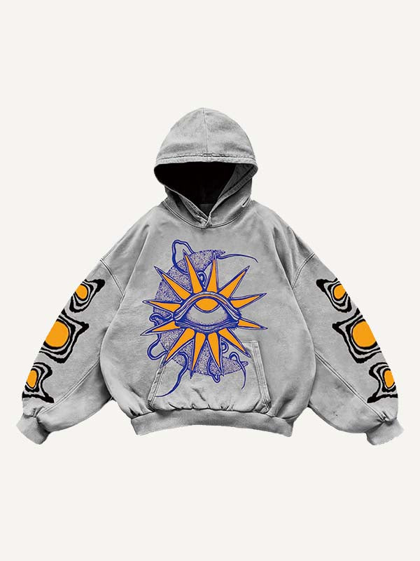 Moon&Eye&Graphic Print Slant Pockets Hoodie